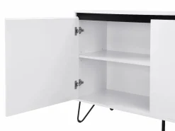 Hot Vente-unique Aparador con 2 puertas y 3 cajones de MDF y acero - y negro - ABUJA Blanco