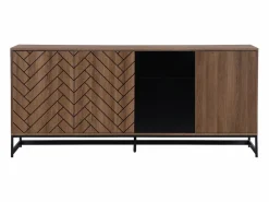 Vente-unique Aparador con 3 puertas y 3 cajones de MDF - Natural y negro - CARATANA