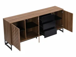 Vente-unique Aparador con 3 puertas y 3 cajones de MDF - Natural y negro - CARATANA