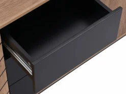 Vente-unique Aparador con 3 puertas y 3 cajones de MDF - Natural y negro - CARATANA