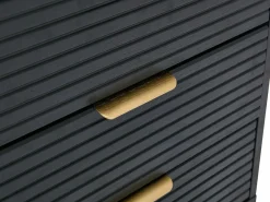 Vente-unique Aparador con 2 puertas y 3 cajones chapado en roble y metal - Negro y Dorado - SIRIOLA Negro / Dorado