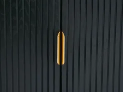 Vente-unique Aparador con 2 puertas y 3 cajones chapado en roble y metal - Negro y Dorado - SIRIOLA Negro / Dorado