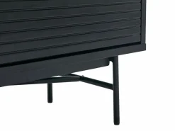 Vente-unique Aparador con 2 puertas y 3 cajones chapado en roble y metal - Negro y Dorado - SIRIOLA Negro / Dorado
