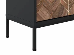 New Aparador con 2 puertas y 3 cajones - Negro y Natural oscuro - MIALINE Aparador