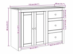 Outlet Aparador con cajones Panama madera maciza pino 112x40x80 cm Aparador