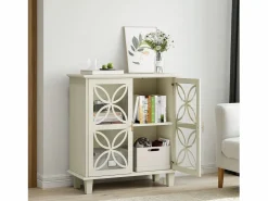 Aparador con estantes regulables - Consola de cocina retro moderna - con dos puertas - Crema