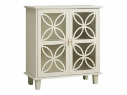 Aparador con estantes regulables - Consola de cocina retro moderna - con dos puertas - Crema