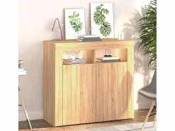 vidaxl Aparador con luces LED roble Sonoma 80x35x75 cm