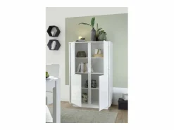 Sale Aparador de 4 puertas, colección CREAM, color lacado brillante, ideal para un comedor de diseño. Vitrina Para Vajilla