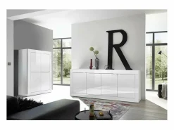 Best Aparador de 4 puertas ISORA – lacado brillante – Diseño moderno y funcional Vitrina Para Vajilla