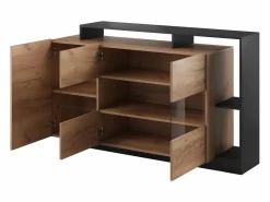Best Aparador de 3 puertas y 3 estantes con LEDs - Color: natural y antracita - IDESIA Aparador