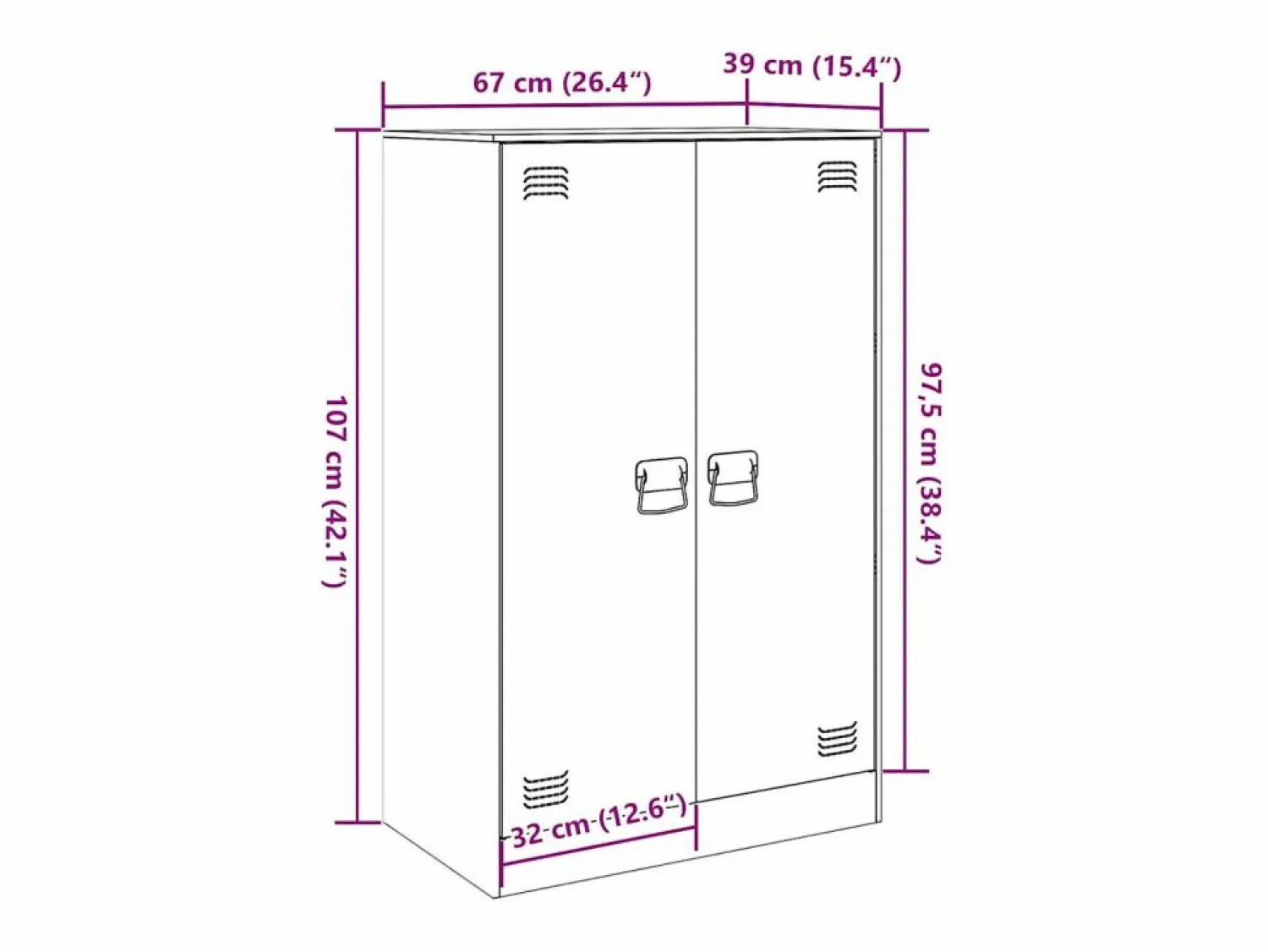 vidaxl Aparador de acero mostaza 67x39x107 cm