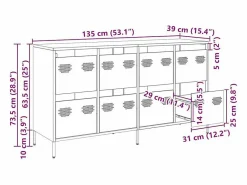 Best vidaxl Aparador de acero laminado en frío antracita 135x39x73,5 cm Gris antracita