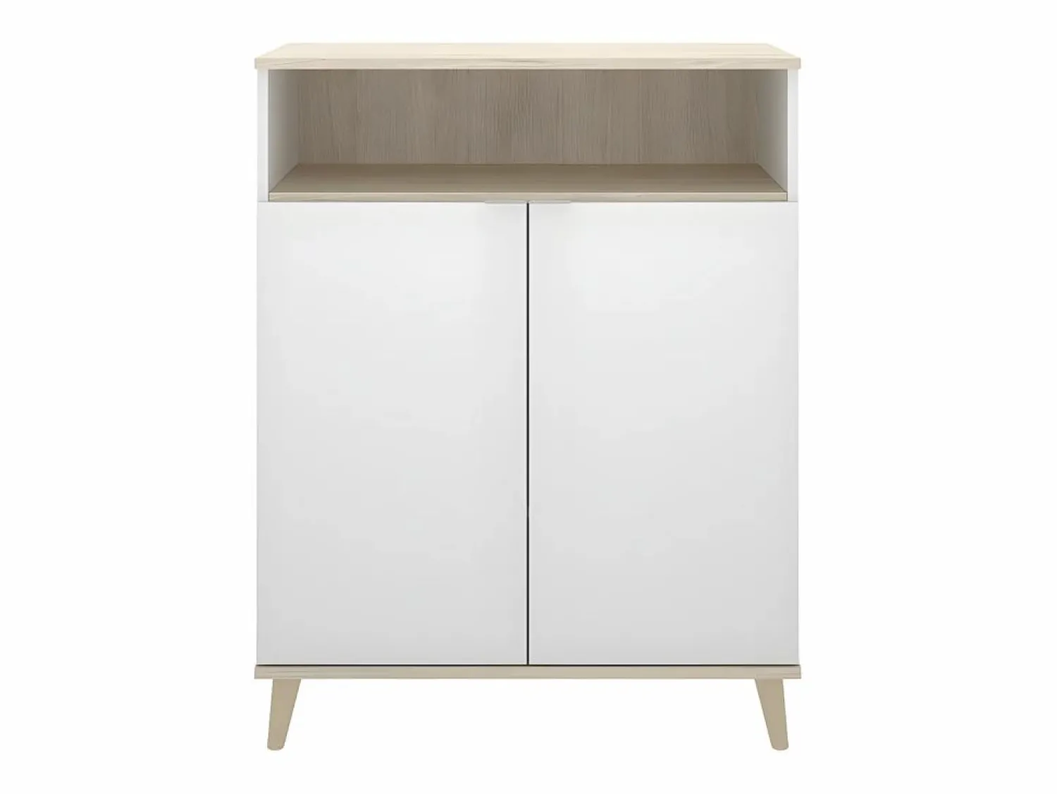 Vente-unique Aparador de cocina - 2 puertas, 1 hueco - Blanco y roble - WAJDI Color natural claro / Blanco