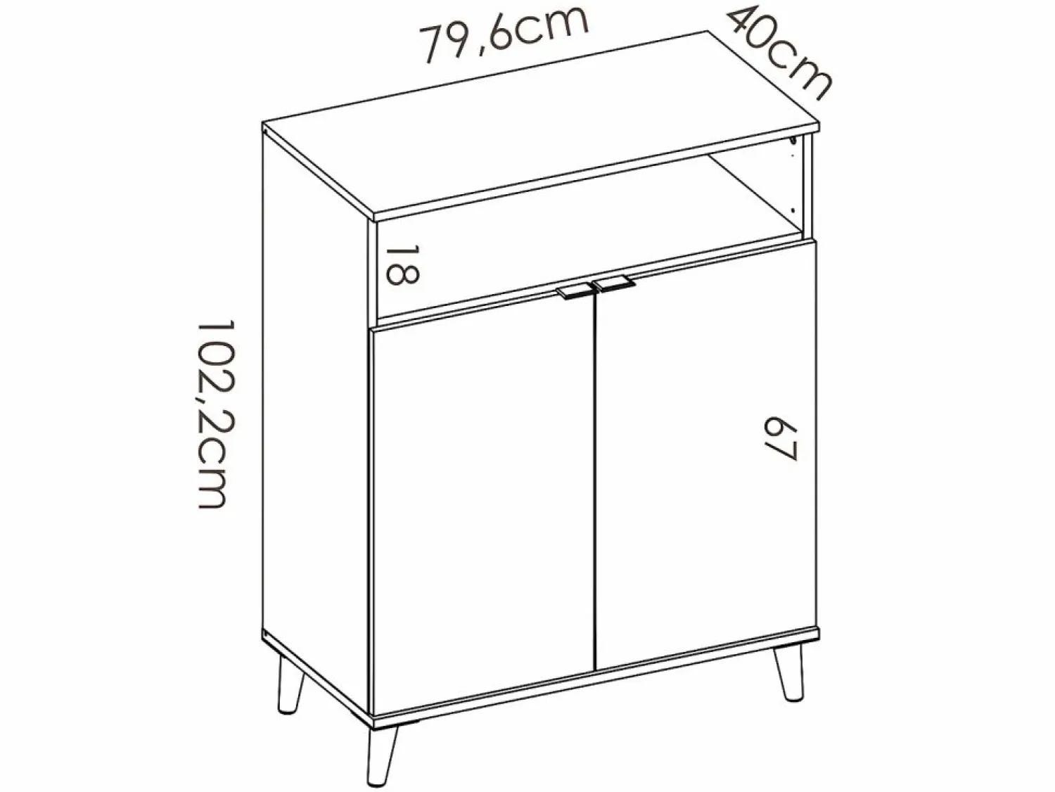 Vente-unique Aparador de cocina - 2 puertas, 1 hueco - Blanco y roble - WAJDI Color natural claro / Blanco