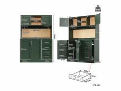 Clearance Aparador de cocina - 120 x 40 x 188 cm - con 4 puertas + LED + portavasos + cajones + estante snack - MDF - Aparador De Cocina