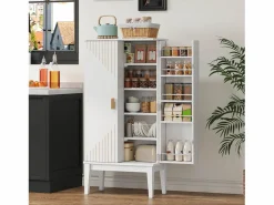 Clearance Merax Aparador de cocina - 120 x 59 x 30 cm - con 2 puertas con estantes - estilo vintage - MDF - Blanco