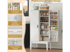 Clearance Merax Aparador de cocina - 120 x 59 x 30 cm - con 2 puertas con estantes - estilo vintage - MDF - Blanco