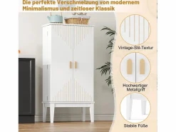 Clearance Merax Aparador de cocina - 120 x 59 x 30 cm - con 2 puertas con estantes - estilo vintage - MDF - Blanco