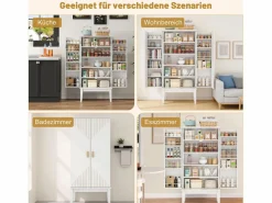 Clearance Merax Aparador de cocina - 120 x 59 x 30 cm - con 2 puertas con estantes - estilo vintage - MDF - Blanco