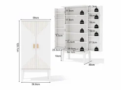 Clearance Merax Aparador de cocina - 120 x 59 x 30 cm - con 2 puertas con estantes - estilo vintage - MDF - Blanco
