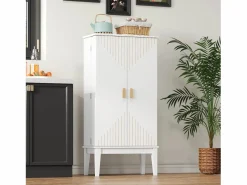 Clearance Merax Aparador de cocina - 120 x 59 x 30 cm - con 2 puertas con estantes - estilo vintage - MDF - Blanco