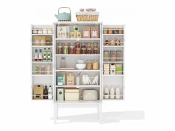 Clearance Merax Aparador de cocina - 120 x 59 x 30 cm - con 2 puertas con estantes - estilo vintage - MDF - Blanco