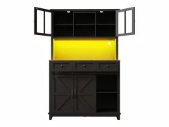 Aparador de cocina - con LED - con puerta corredera y 3 cajones - con estante ajustable - Aparador De Cocina