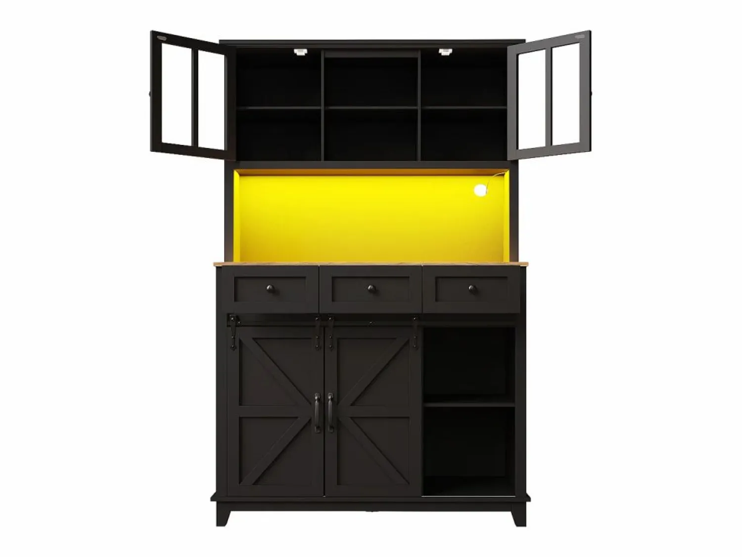Aparador de cocina - con LED - con puerta corredera y 3 cajones - con estante ajustable - Aparador De Cocina