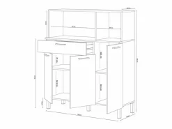 New Calicosy Aparador de cocina 3 puertas 1 cajón - L108 cm - Kira Blanco