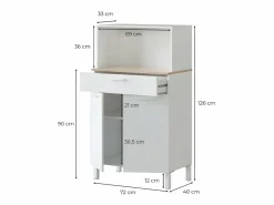 Loungitude Aparador de cocina 2 puertas y 1 cajón L72 cm - Kira