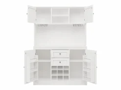 Best Aparador de cocina con 4 puertas, 2 cajones y botellero - Madera MDF - Negro Aparador De Cocina