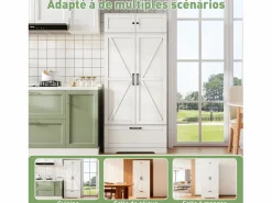 Aparador de cocina con 4 puertas y 1 cajón, aparador alto con tirador de metal retro,