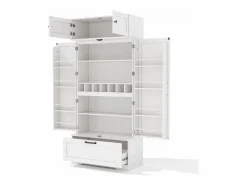 Aparador de cocina con 4 puertas y 1 cajón, aparador alto con tirador de metal retro,