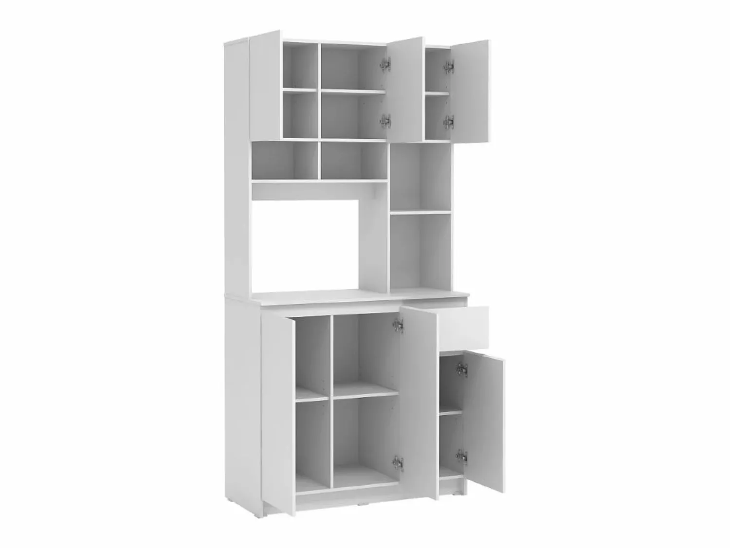Sale Vente-unique Aparador de cocina con 6 puertas, 1 cajón y 5 estantes - - NIZALI Blanco