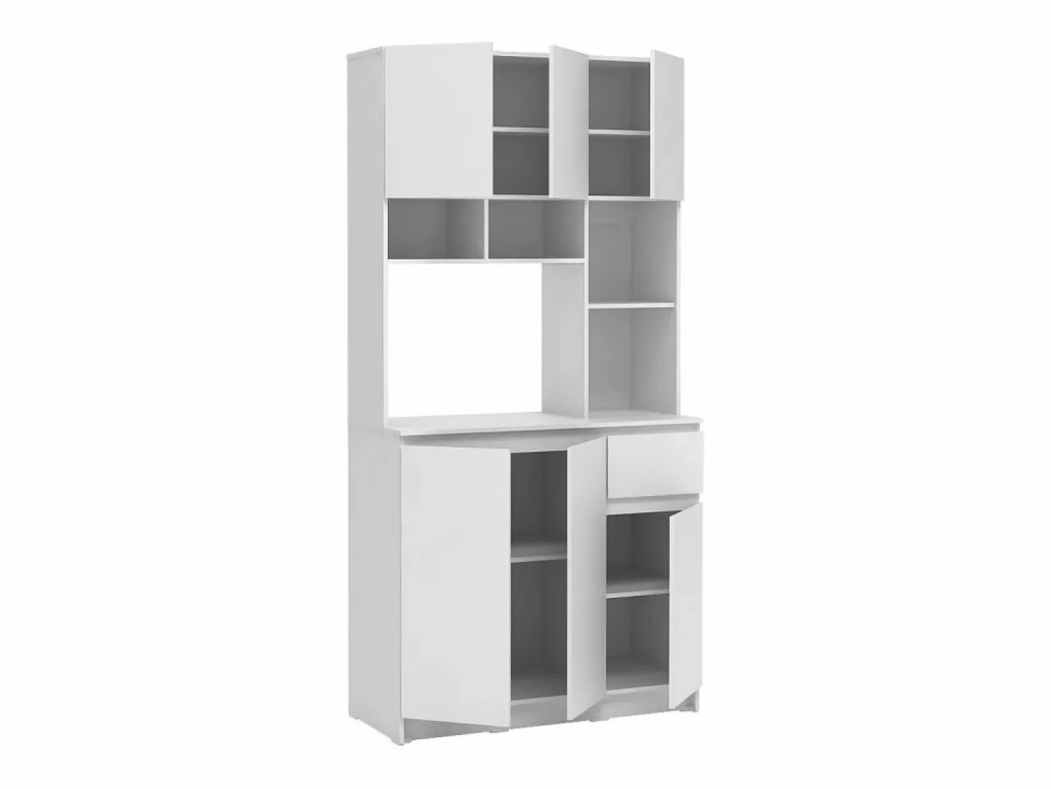 Sale Vente-unique Aparador de cocina con 6 puertas, 1 cajón y 5 estantes - - NIZALI Blanco