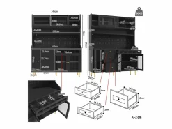 Hauss Spole Aparador de cocina con iluminación LED, 4 puertas, 3 cajones y botellero -