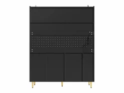 Hauss Spole Aparador de cocina con iluminación LED, 4 puertas, 3 cajones y botellero -