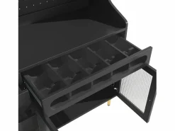 Hauss Spole Aparador de cocina con iluminación LED, 4 puertas, 3 cajones y botellero -