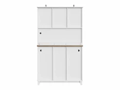 Hauss Spole Aparador de cocina con iluminación LED, 3 cajones y 4 puertas - estantes regulables - y madera