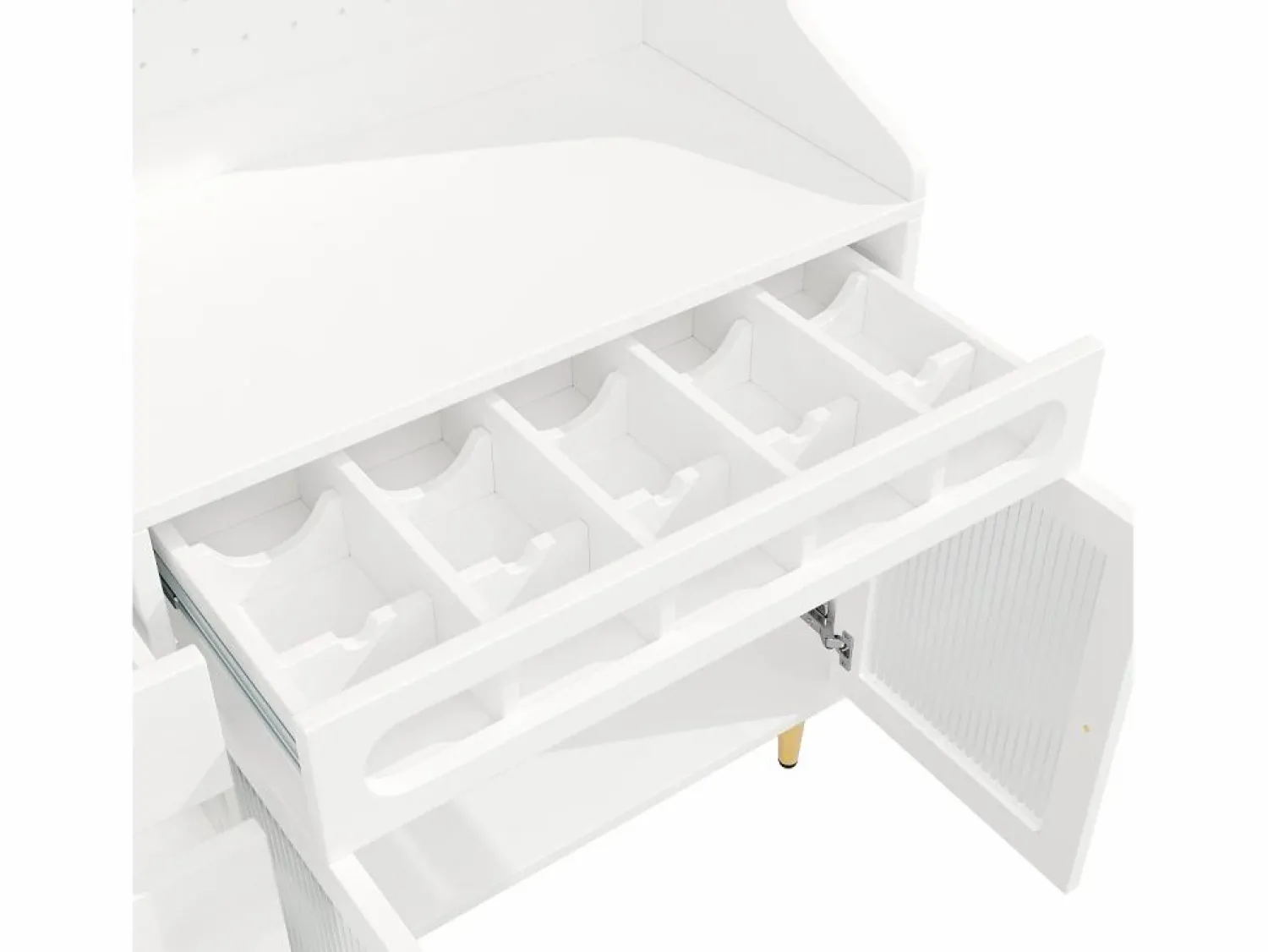Hot Aparador de cocina con iluminación LED, 4 puertas, 3 cajones y botellero - Aparador De Cocina