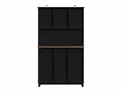 Best Hauss Spole Aparador de cocina con iluminación LED, 3 cajones y 4 puertas - estantes regulables - y madera Negro