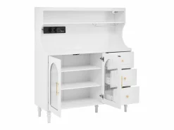 Hot Aparador de cocina con zócalos - 120 x 40 x 138,5 cm - con 3 cajones + botellero + estantes + 2 puertas - MDF - Aparador De Cocina