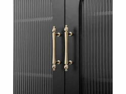 Merax Aparador de cocina con zócalos - 120 x 40 x 138,5 cm - con 3 cajones + botellero + estantes + 2 puertas - MDF -