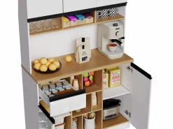 Best Aparador de cocina de 105 x 45 x 185 cm, mueble de almacenaje con estantes ajustables, para salón, color Blanco