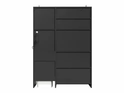 Clearance Aparador de cocina 130x45x180 cm con puertas, cajón e iluminación LED, blanco Aparador De Cocina