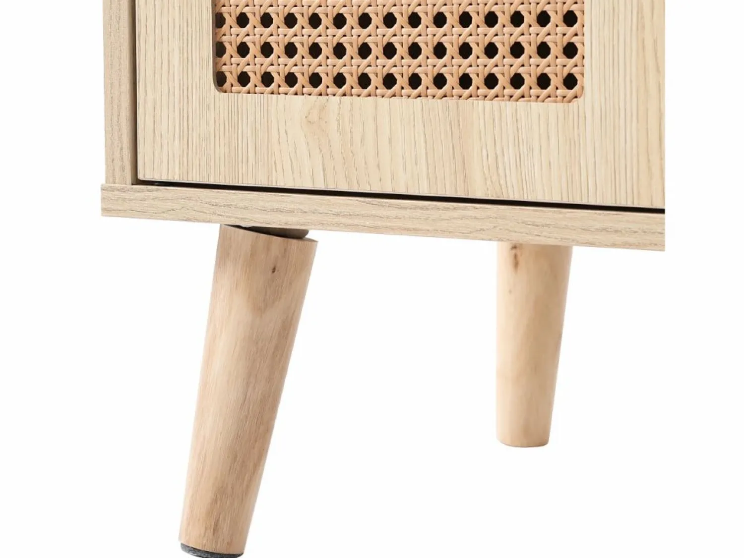Hauss Spole Aparador de cocina 60x40x110cm, 2 puertas de ratán y 1 cajón, madera, natural claro