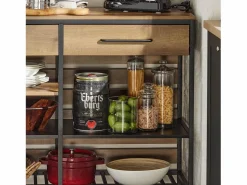 Sobuy Aparador de Comedor Mesa de Cocina con 2 Cajones y 3 Estantes Estructura de Metal Estilo Industrial 120 x 45 x 91 cm FSB85-PF ES