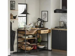 Sobuy Aparador de Comedor Mesa de Cocina con 2 Cajones y 3 Estantes Estructura de Metal Estilo Industrial 120 x 45 x 91 cm FSB85-PF ES