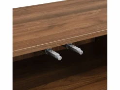 Best OKWISH Aparador de madera con 3 puertas a rayas y estantes ajustables - para salón y comedor Color natural oscuro